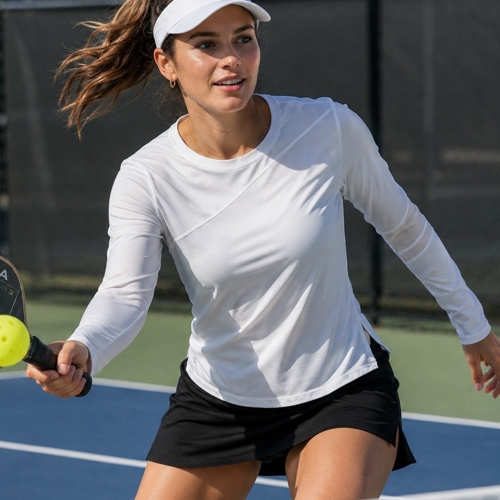 Tail Activewear Long Sleeve Top Women's XS White Mesh Accent Tennis Golf